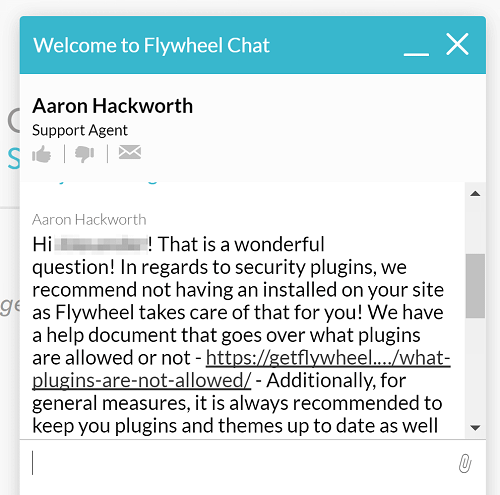 Flywheel support chat