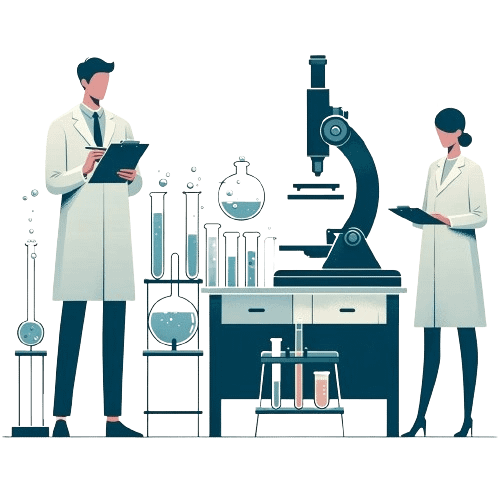 An artistic rendition of two scientists conducting an experiment to illustrate this unique blog post idea.