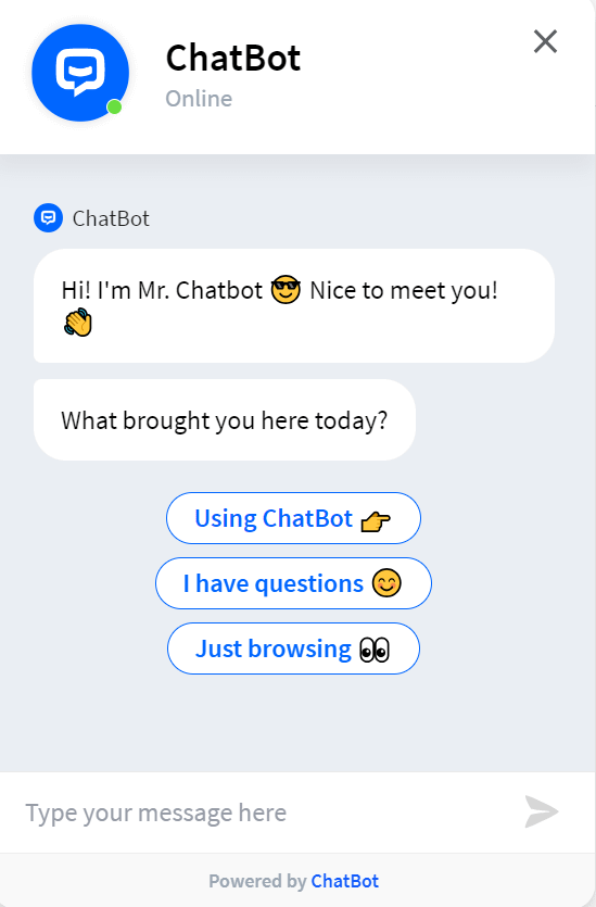 LiveChat chatbot.