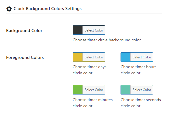 Adding the colors for the WordPress countdown timer.