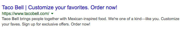 Taco Bell meta description