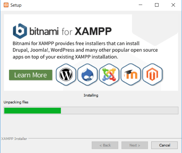 XAMPP install process.