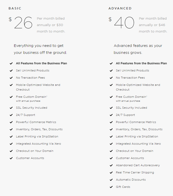 Squarespace pricing