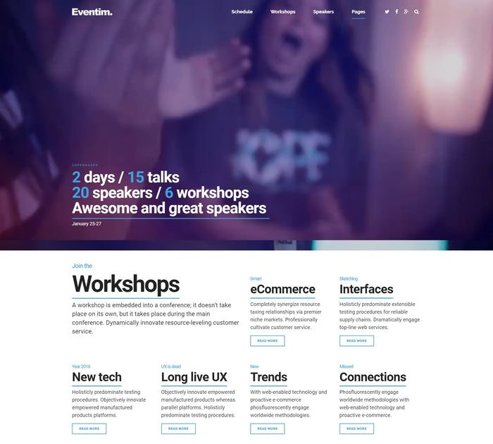 Eventim is a great choice for a conference or event theme.