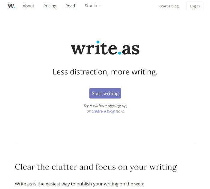 Best blogging platforms - Write-as