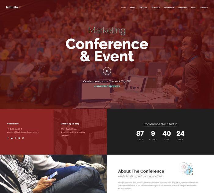 Infinite is one of the best event themes available for WordPress.