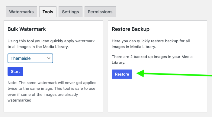 Bulk remove watermarks using the "restore backup" feature in the Easy Watermark plugin.
