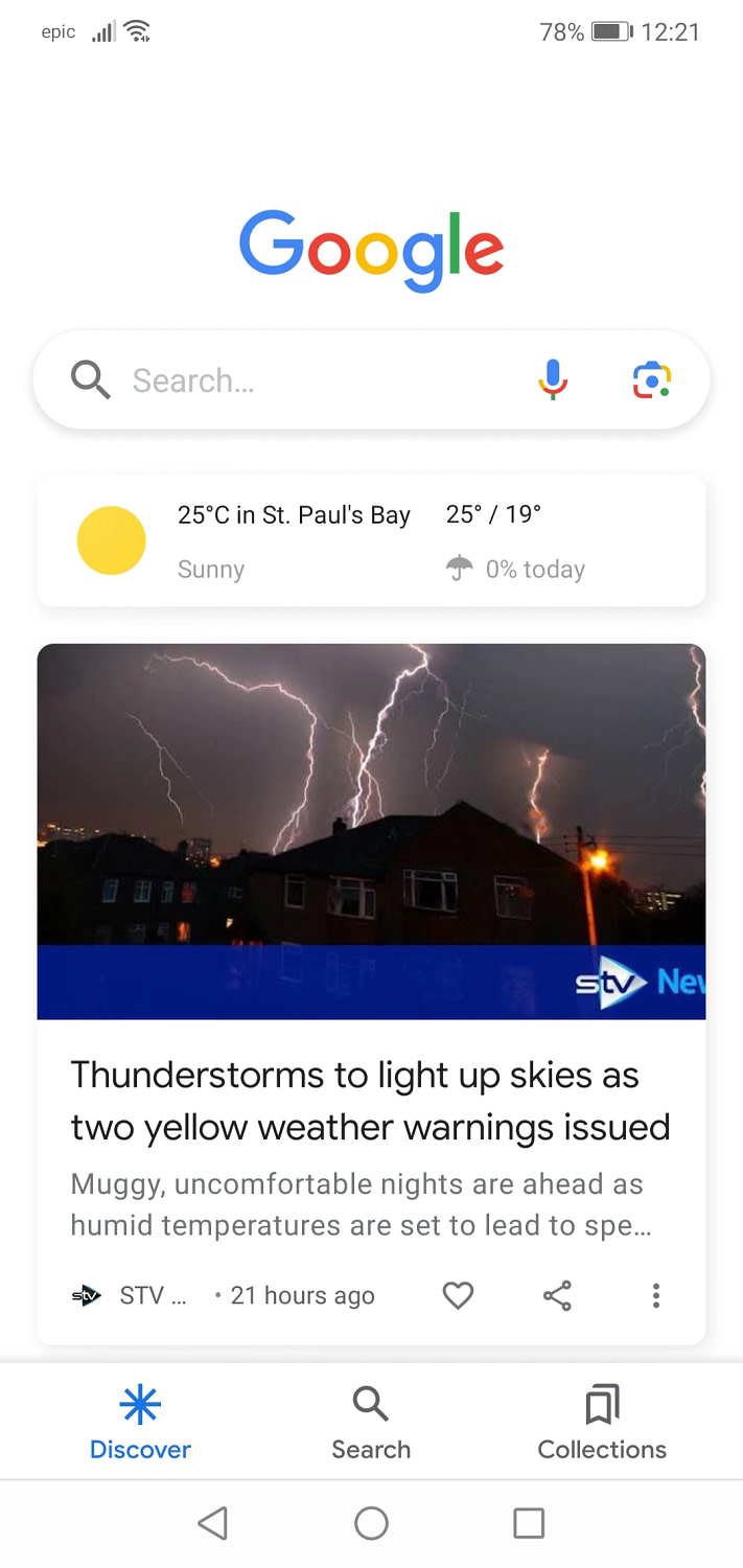 An example of what Google Discover looks like on a mobile device