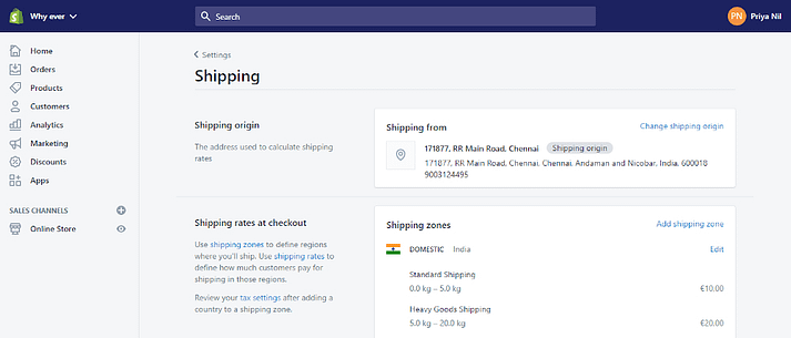 Shopify tutorial: Shipping