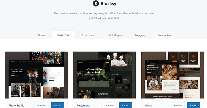 مراجعة موضوع Blocksy لخيارات مواقع البداية الخاصة به.