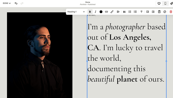 Squarespace editor