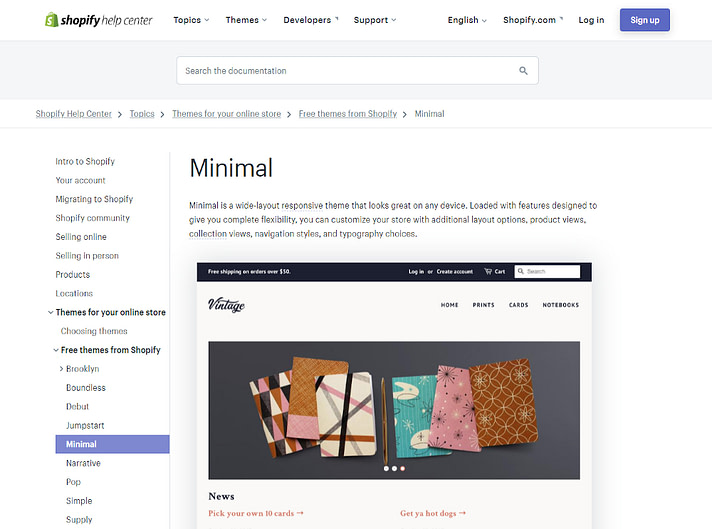 Minimal theme