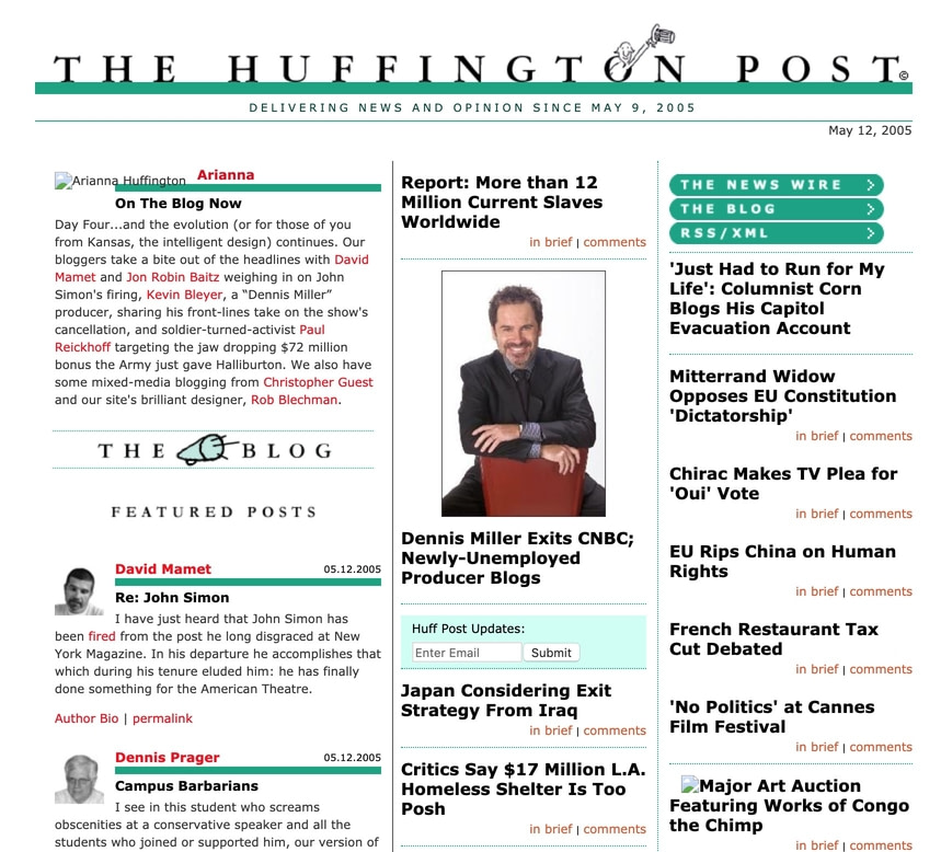 The Huffington Post, 2005 - Way Back Machine