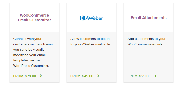 Costs of the AWeber WooCommerce extension.