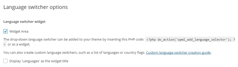 The option to enable a widget-based language switcher.