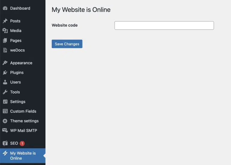 WordPress uptime monitoring with My Website is Online