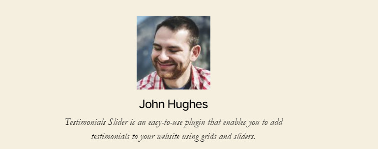 The Testimonial Slider plugin for WordPress in action.