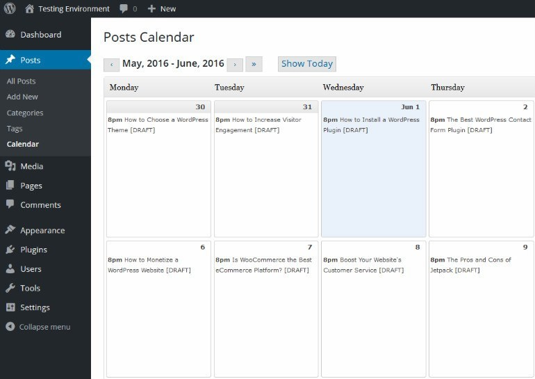 Editorial Calendar Screenshot