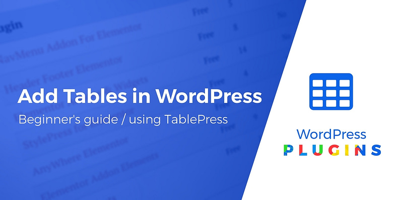 add tables in WordPress