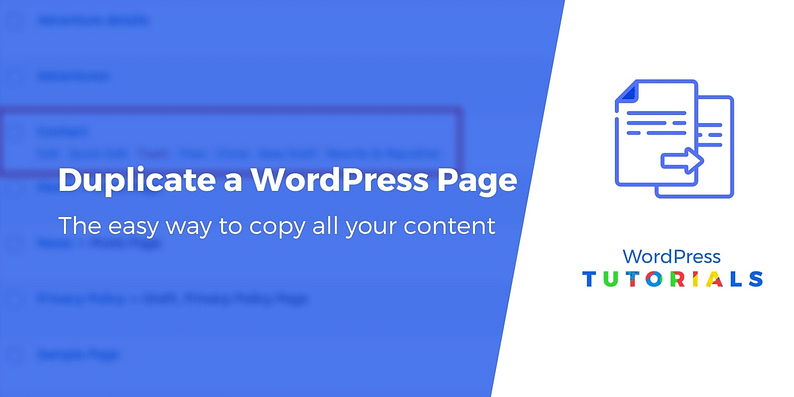 duplicate a page or post in WordPress