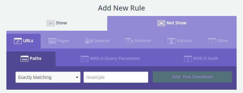 Exit intent pop-ups Visability Exit Intent Rules