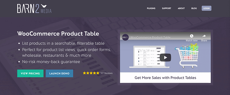 Barn2's WooCommerce Product Table plugin.