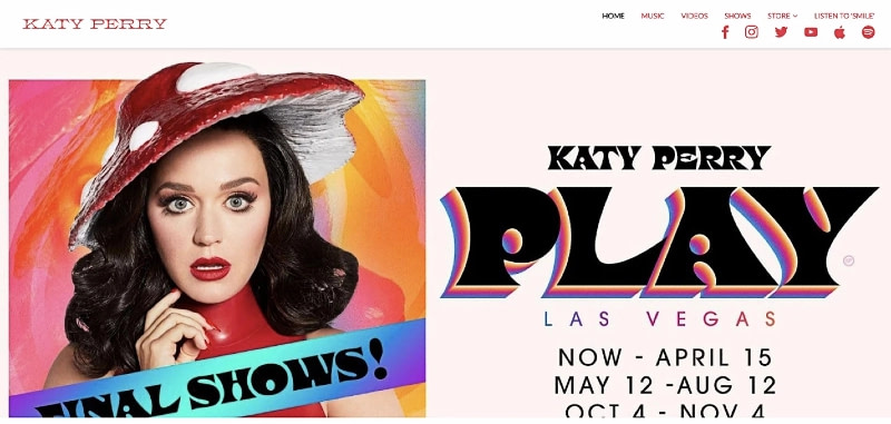 Katy Perry's website uses WordPress