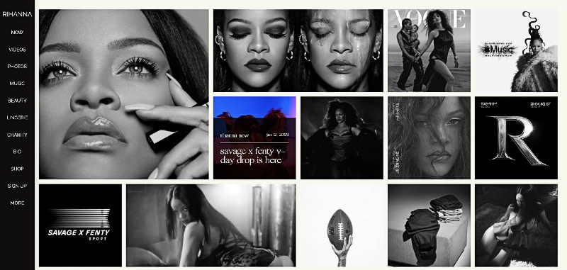 Rihanna's website uses WordPress