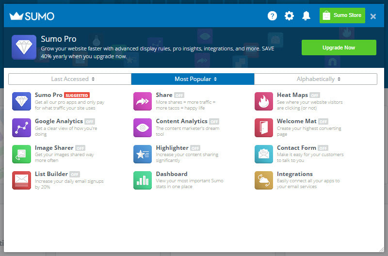 Exit intent pop-ups Sumo Home