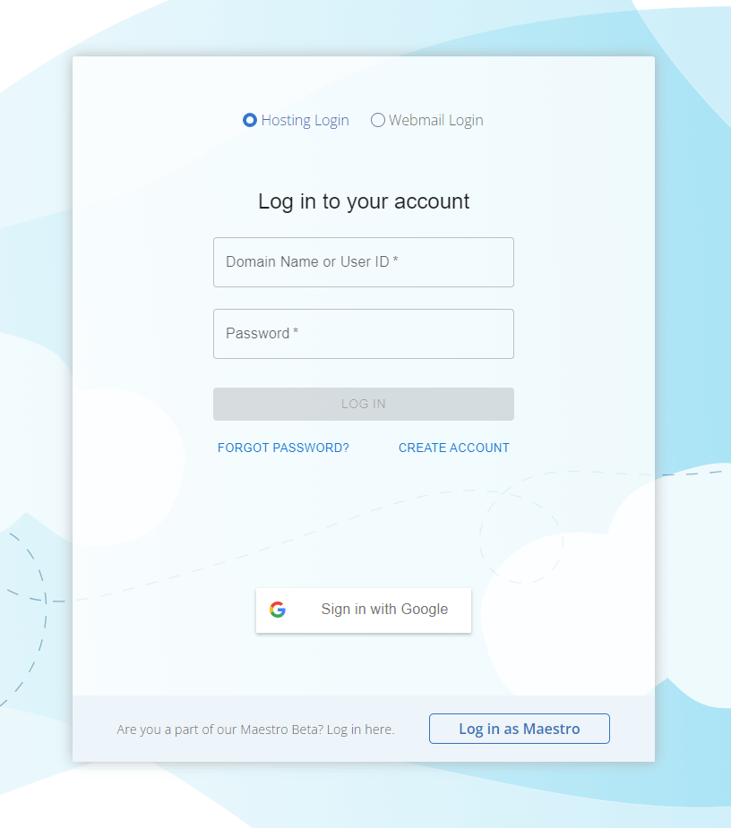 Provide your Bluehost login details to log into your account.