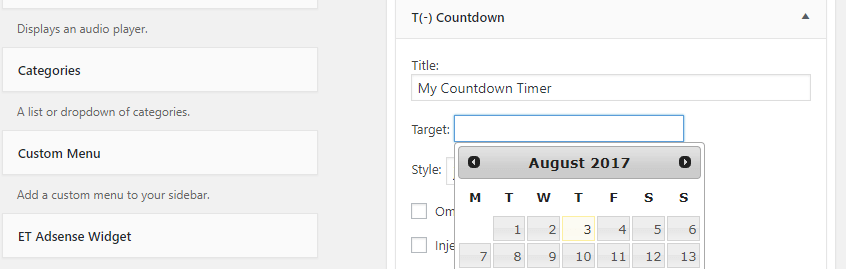 create a countdown timer with T Minus widget