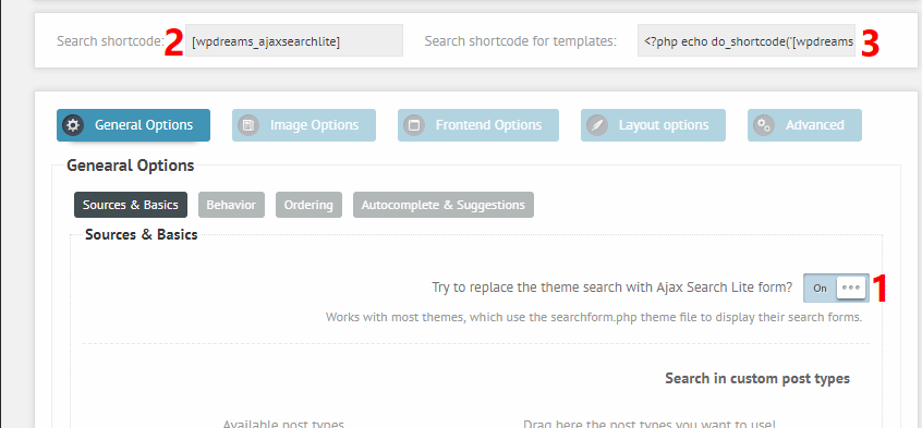 Options to add search.
