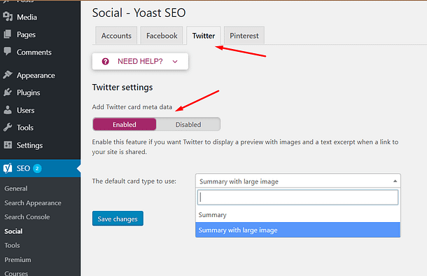 twitter in yoast