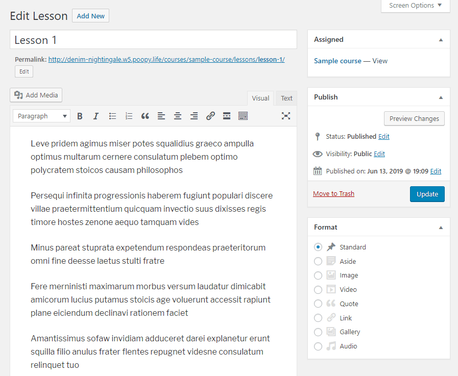 Adding lesson content to your online course