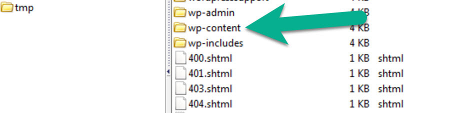 the wp-content folder contains the WordPress error log file.