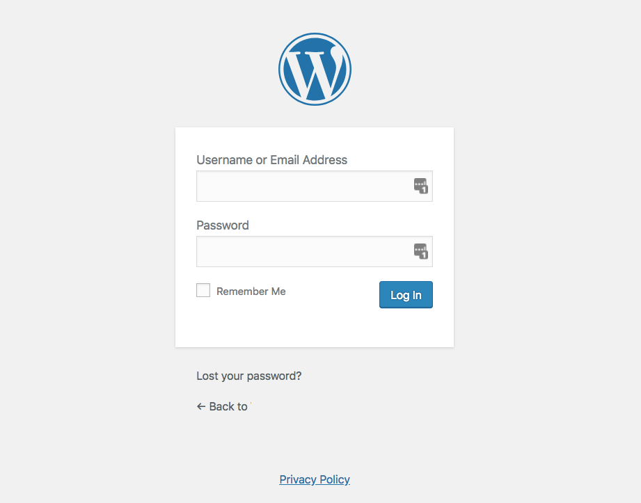 WordPress login.