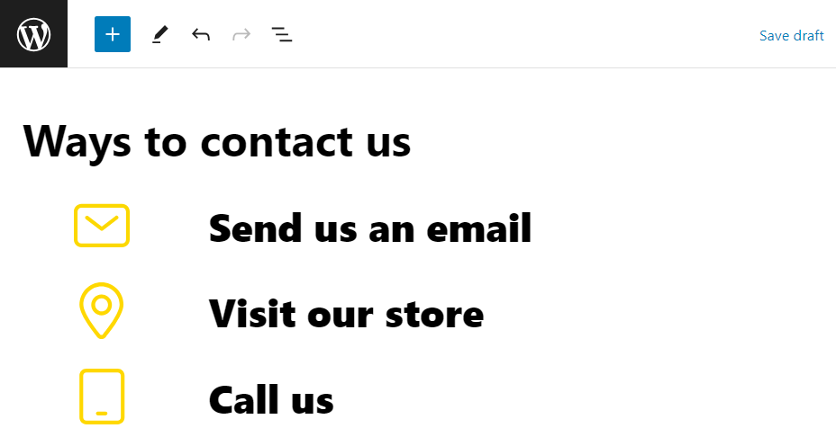 An example of the WordPress column block in use.