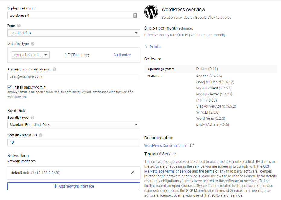 Configuring your WordPress machine.