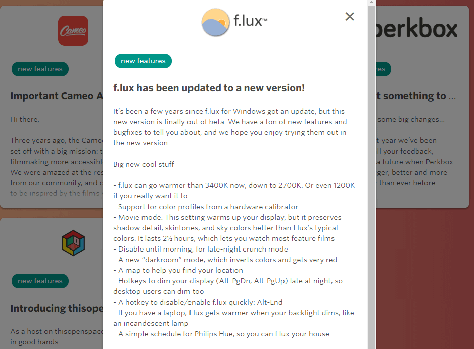 An example of a product update email.