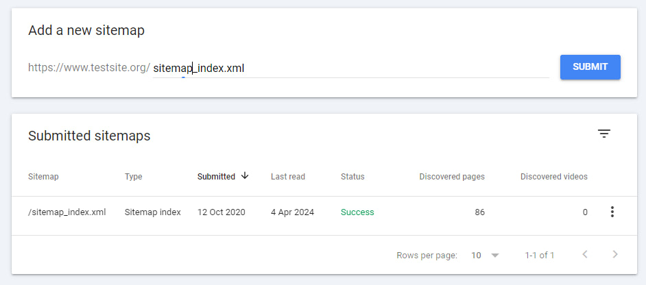 Submit a sitemap in Google Search Console