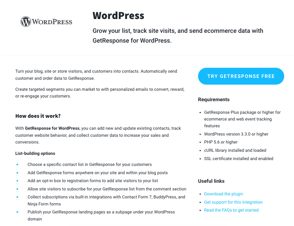 Плагин GetResponse для WordPress
