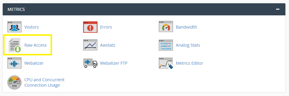 The Access Logs option in a web host control panel.