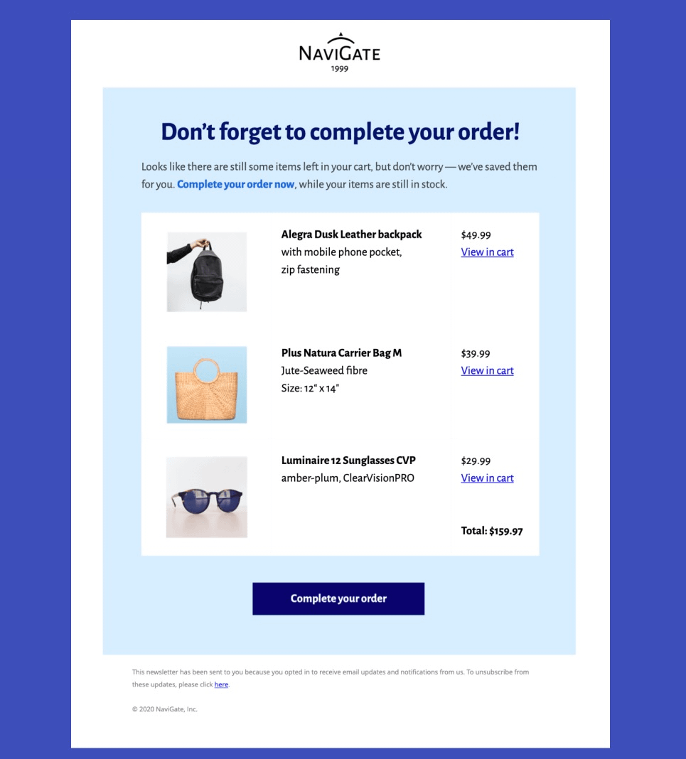 abandoned cart email templates for maildesigner365