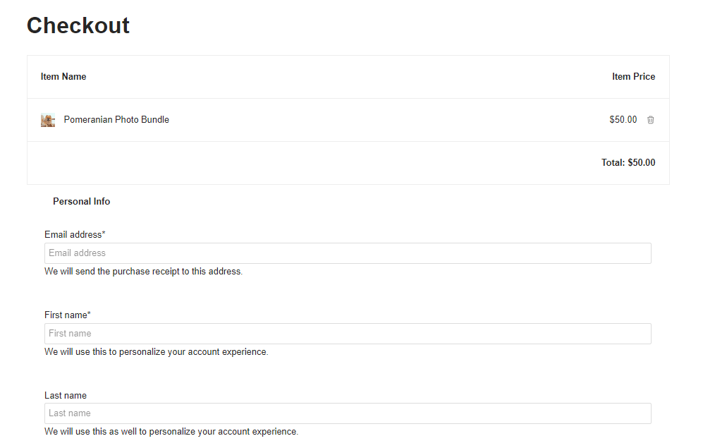 The checkout page in Easy Digital Downloads is user-friendly for people purchasing digital art from your WordPress site.
