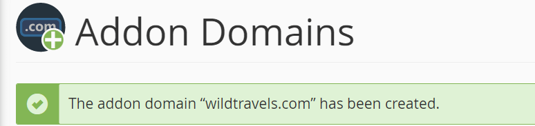 Addon Domains settings