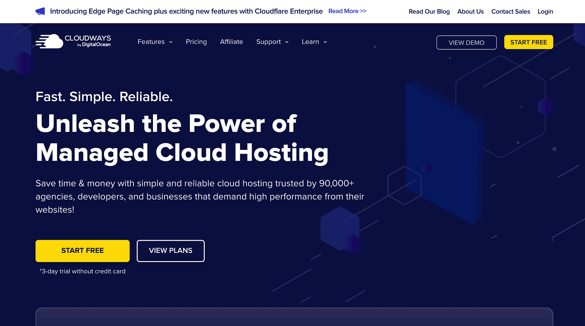 Cloudways homepage