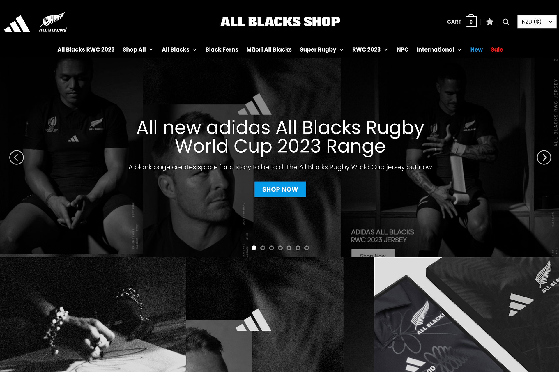 The All Blacks website uses open source ecommerce.