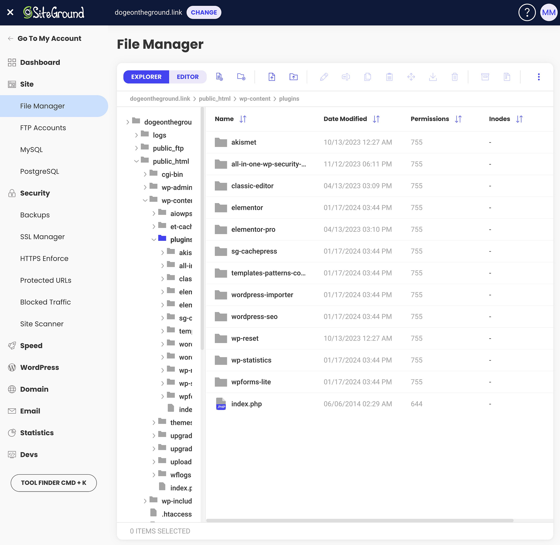SiteGround File Manager tool vs Bluehost cPanel.