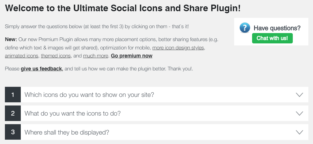 The Social Media Share Buttons & Social Sharing Icons plugin's settings.