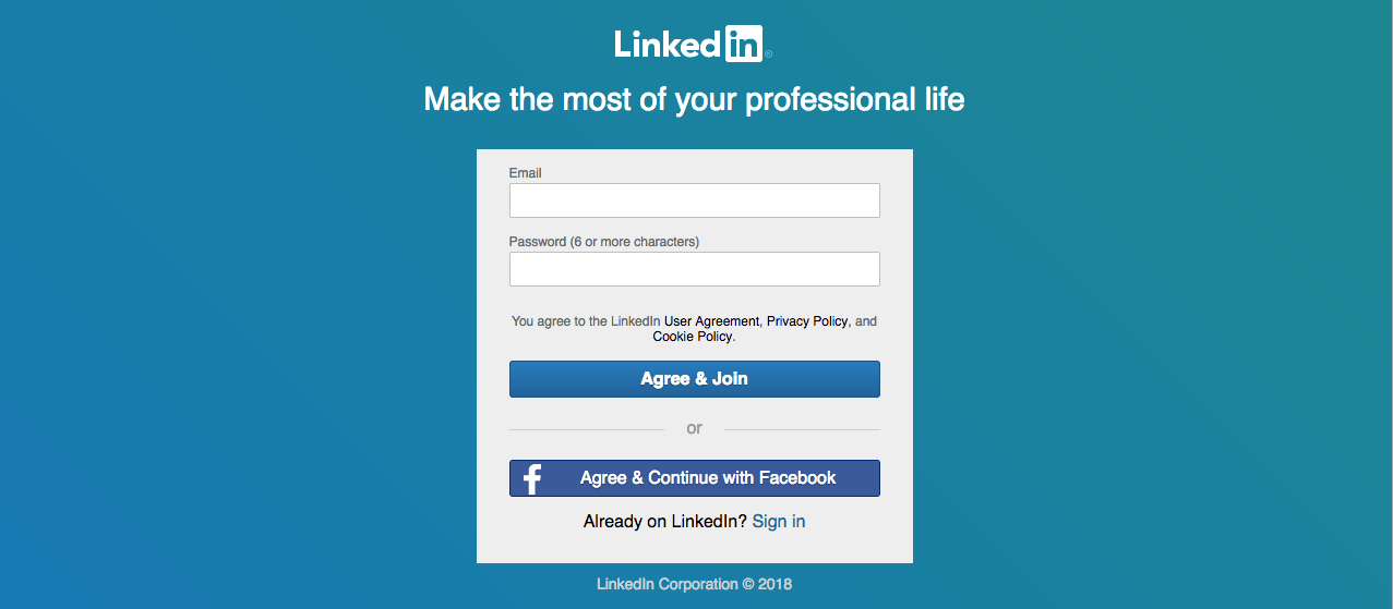 Creating a LinkedIn account.